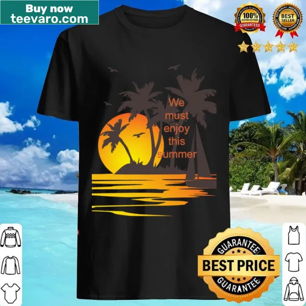 Summer-themed fitted V-neck shirt with celebratory text