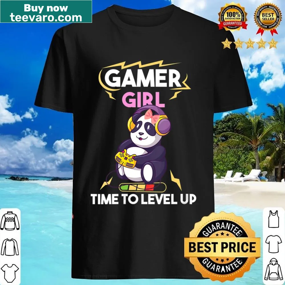Cartoon-style shirt featuring a panda and gaming graphics for women