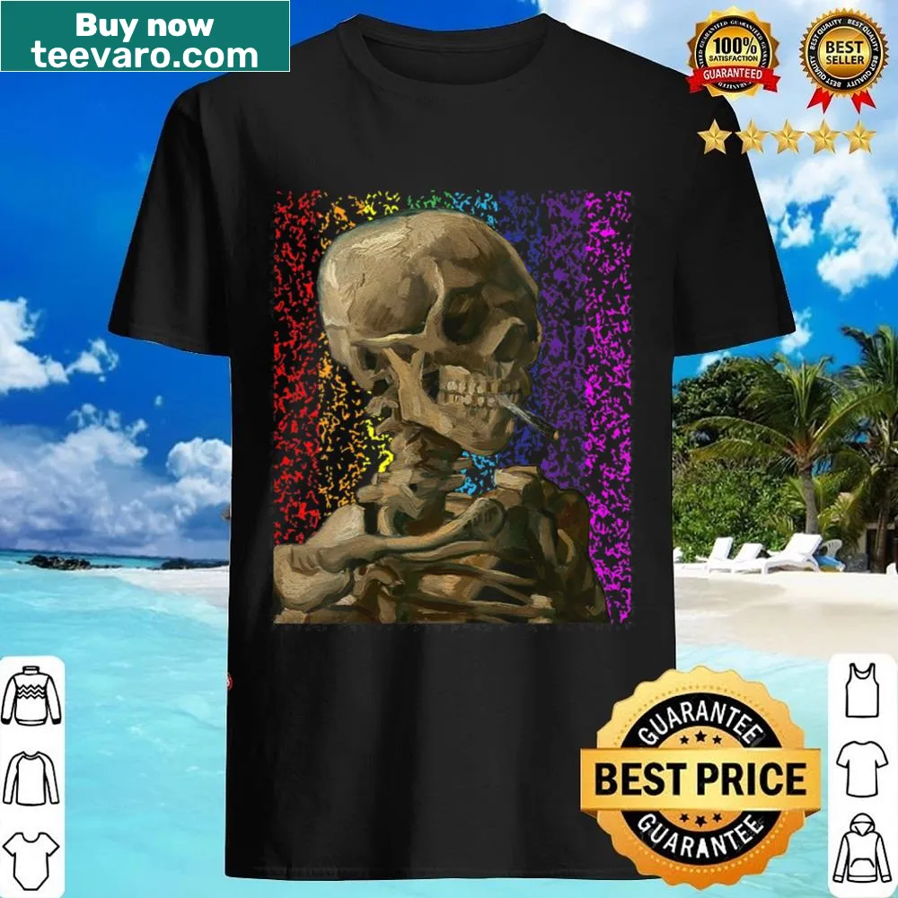 Skull-themed Halloween V-neck shirt featuring a skeleton graphic
