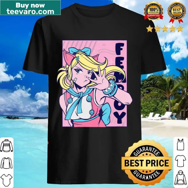 Cute V-neck shirt featuring a femboy character design, ideal for anime fans