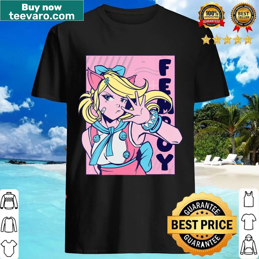 Cute V-neck shirt featuring a femboy character design, ideal for anime fans