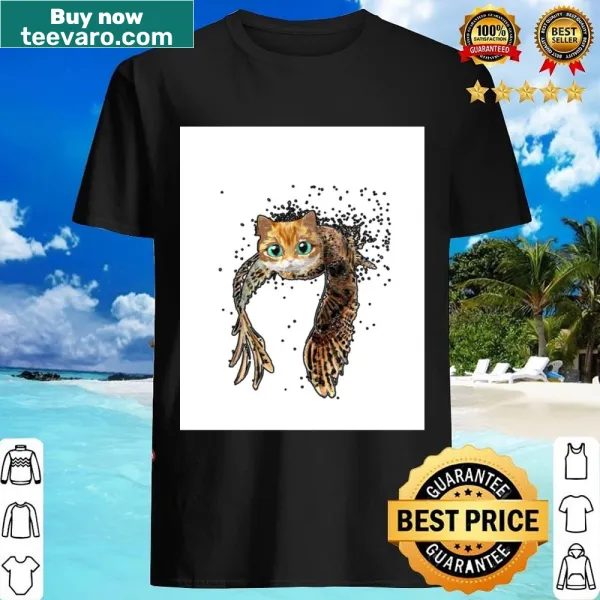Illustrated shirt featuring a cat and an owl graphic