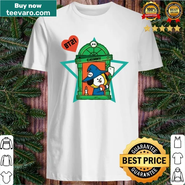 Chimmy in a Halloween costume on a fun shirt