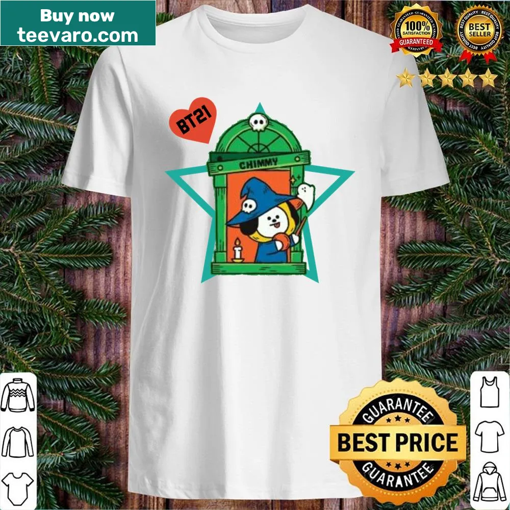Chimmy in a Halloween costume on a fun shirt