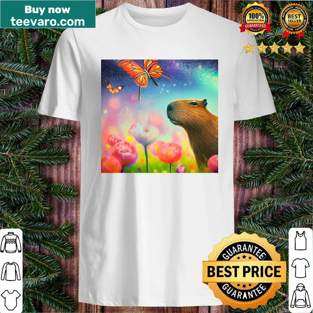 Capybara shirt with playful animal illustration