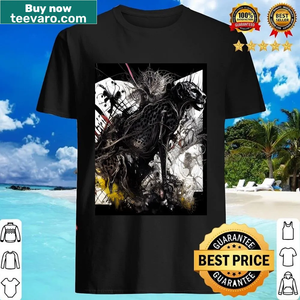 Illustration of a cheetah on a casual shirt
