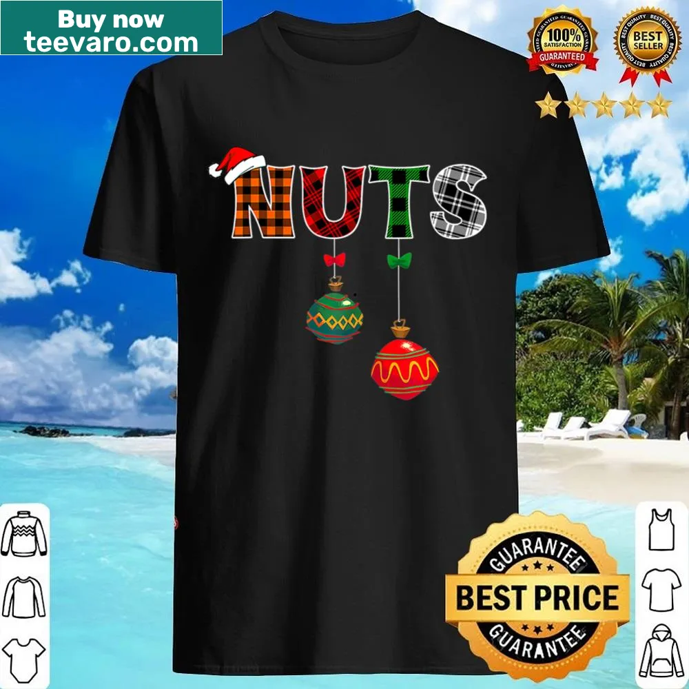 Funny chestnuts cartoon on a Christmas couple's shirt