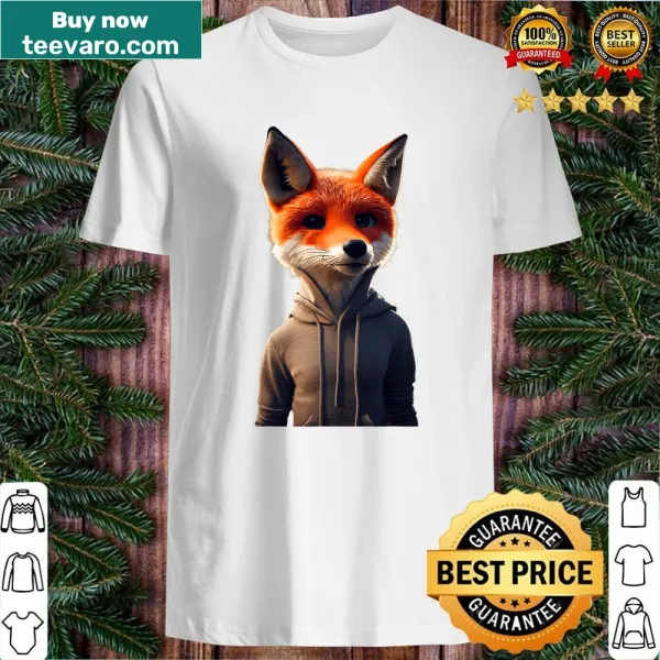 Illustrated cute fox in sports clothes on a shirt