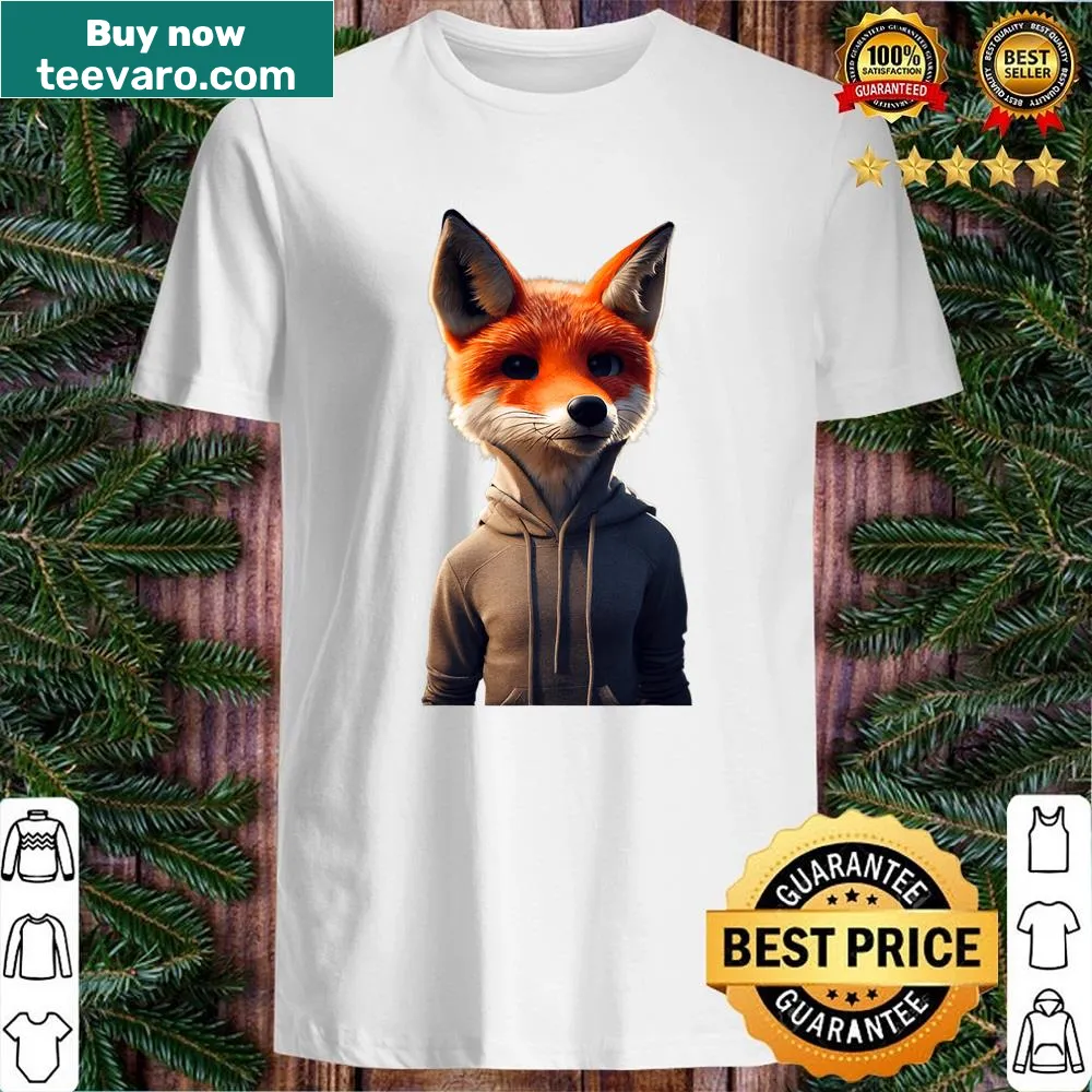 Illustrated cute fox in sports clothes on a shirt