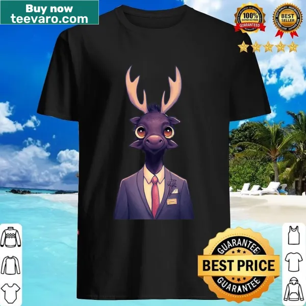 Cute moose wearing a suit illustration on kids' t-shirt