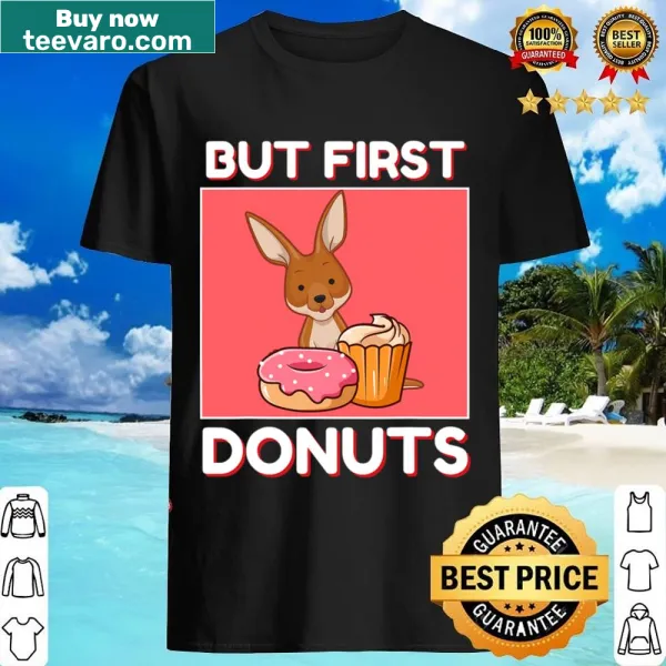 Cute kangaroo graphic enjoying donuts and cupcake