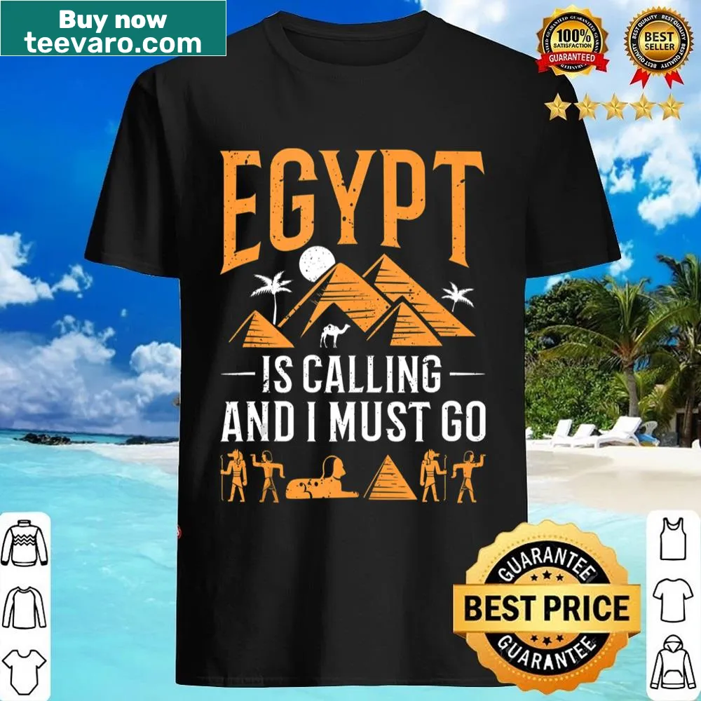 Ancient Egyptian-themed archaeology shirt with pyramids and hieroglyphs