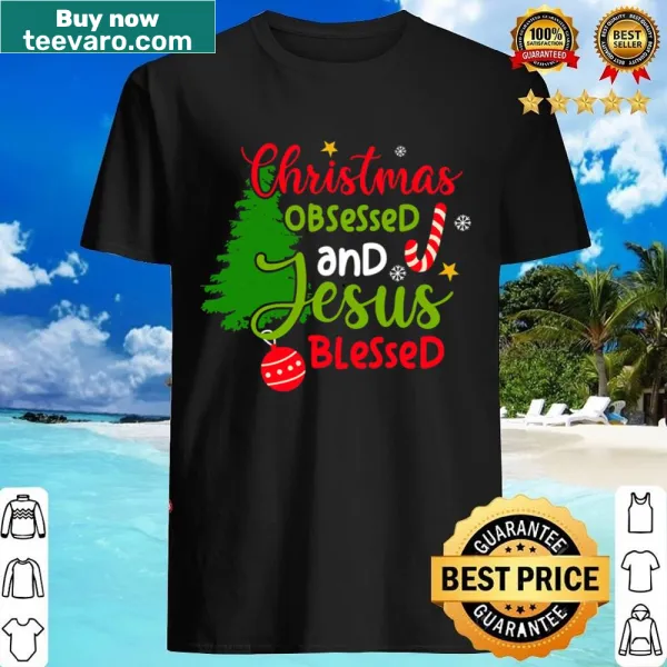Festive shirt with a decorated Christmas tree illustration