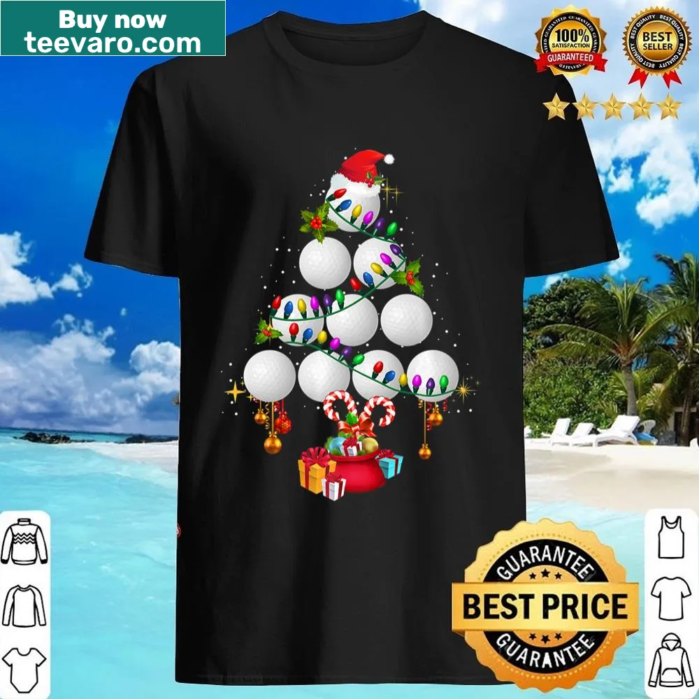 Christmas shirt featuring a tree made of golf balls