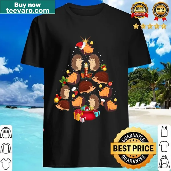 Christmas shirt with a hedgehog-themed tree illustration