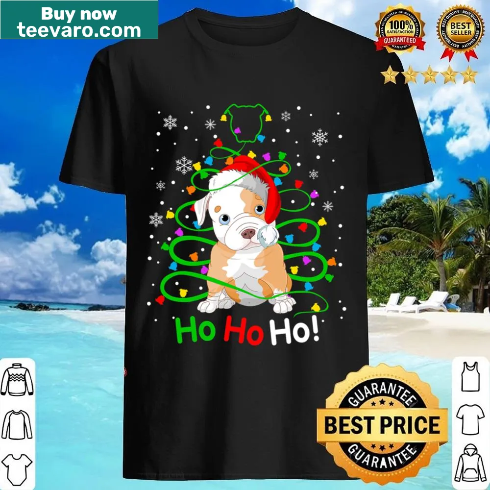 Funny Christmas shirt featuring a dog in a Santa hat with humorous text