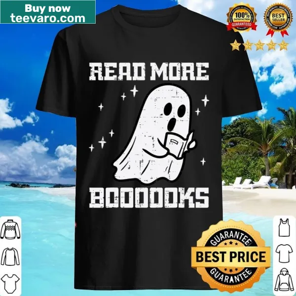 Funny ghost-themed teacher shirt encouraging reading
