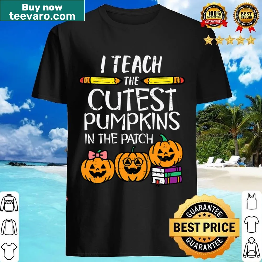 Cute Halloween teacher shirt with playful pumpkins design