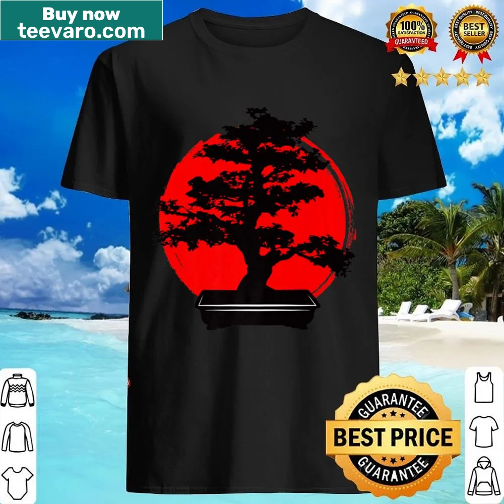 Illustration of a bonsai tree on a shirt, representing Japanese aesthetics
