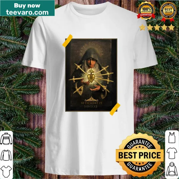 Tribute shirt with the phrase 'Mother of Sorrows' for reflection