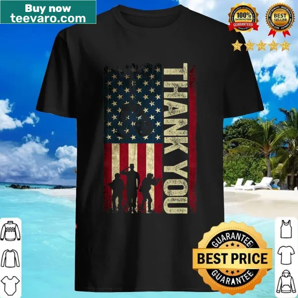 Kids shirt with American flag and text 'Thank You Veterans'