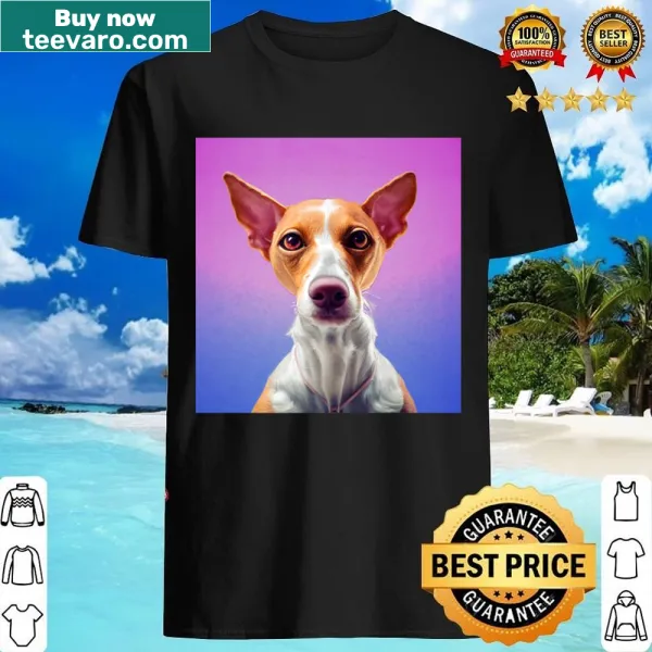 Artistic portrait of a podenco on a fitted scoop shirt