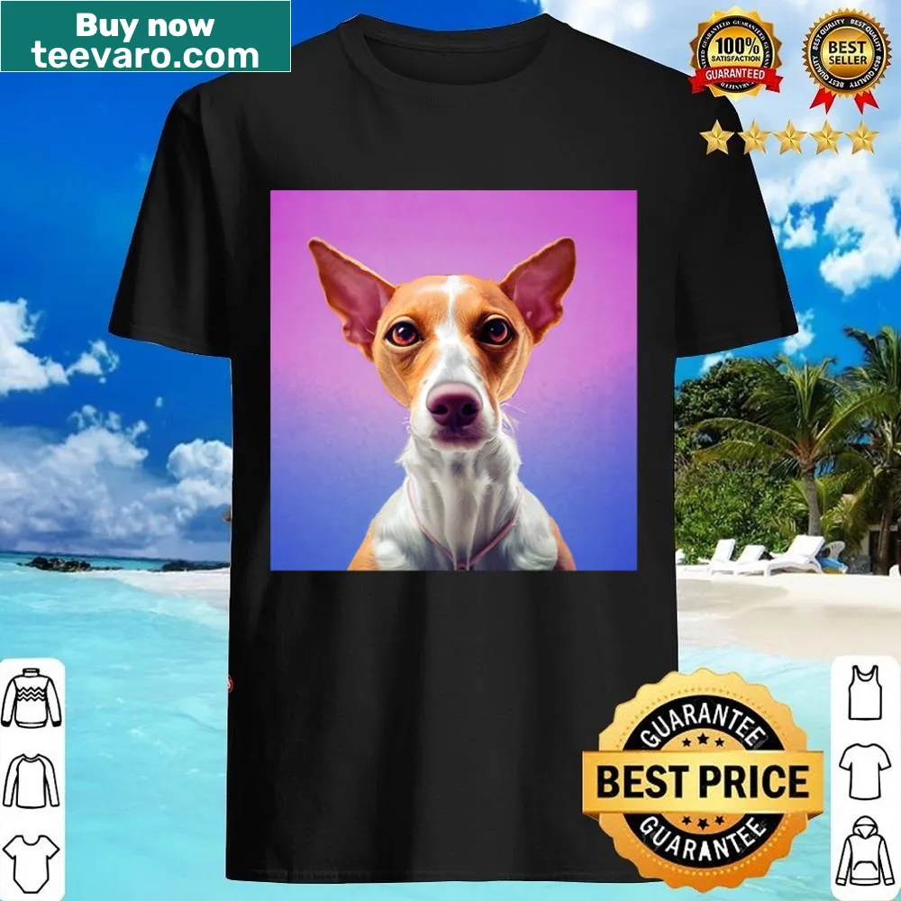 Artistic portrait of a podenco on a fitted scoop shirt