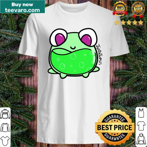 Shirt with whimsical illustration of a frog in a potion