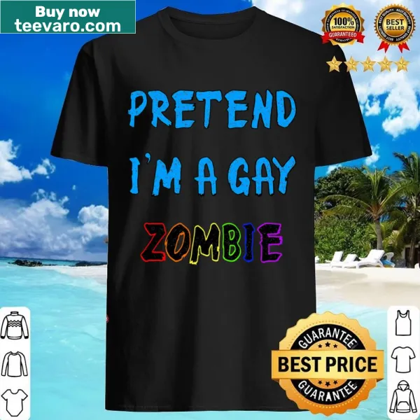 Graphic of a zombie with a bigender pride flag on a shirt
