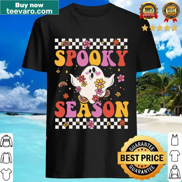 Cute ghost graphic in a retro style for Halloween