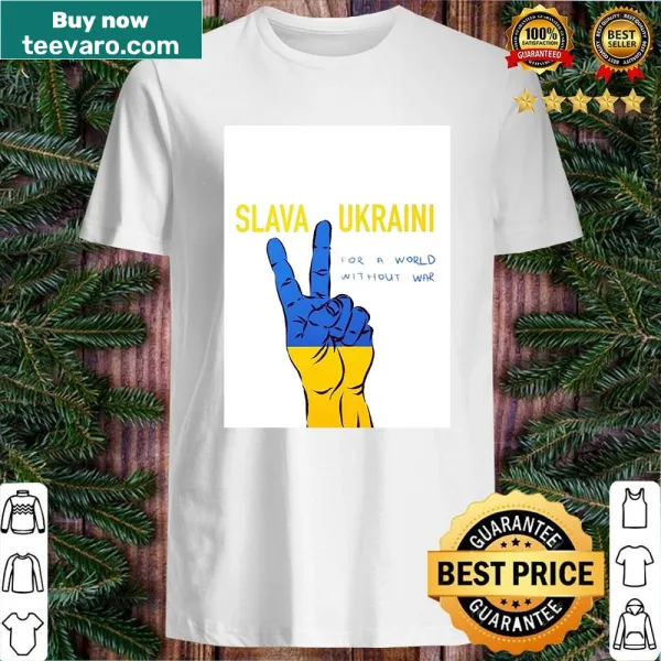 Shirt featuring the patriotic phrase 'Slava Ukraini' in bold typography