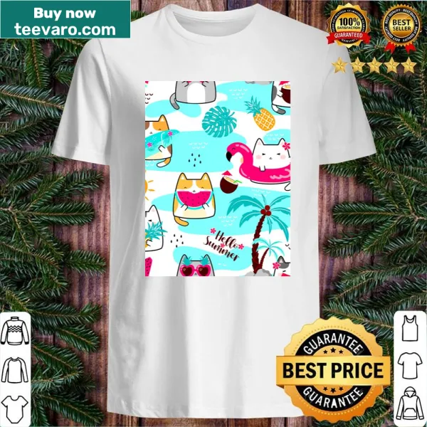 Shirt featuring playful cat illustrations for summer