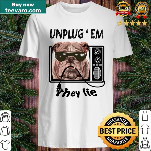 Bold graphic shirt addressing technology and misinformation