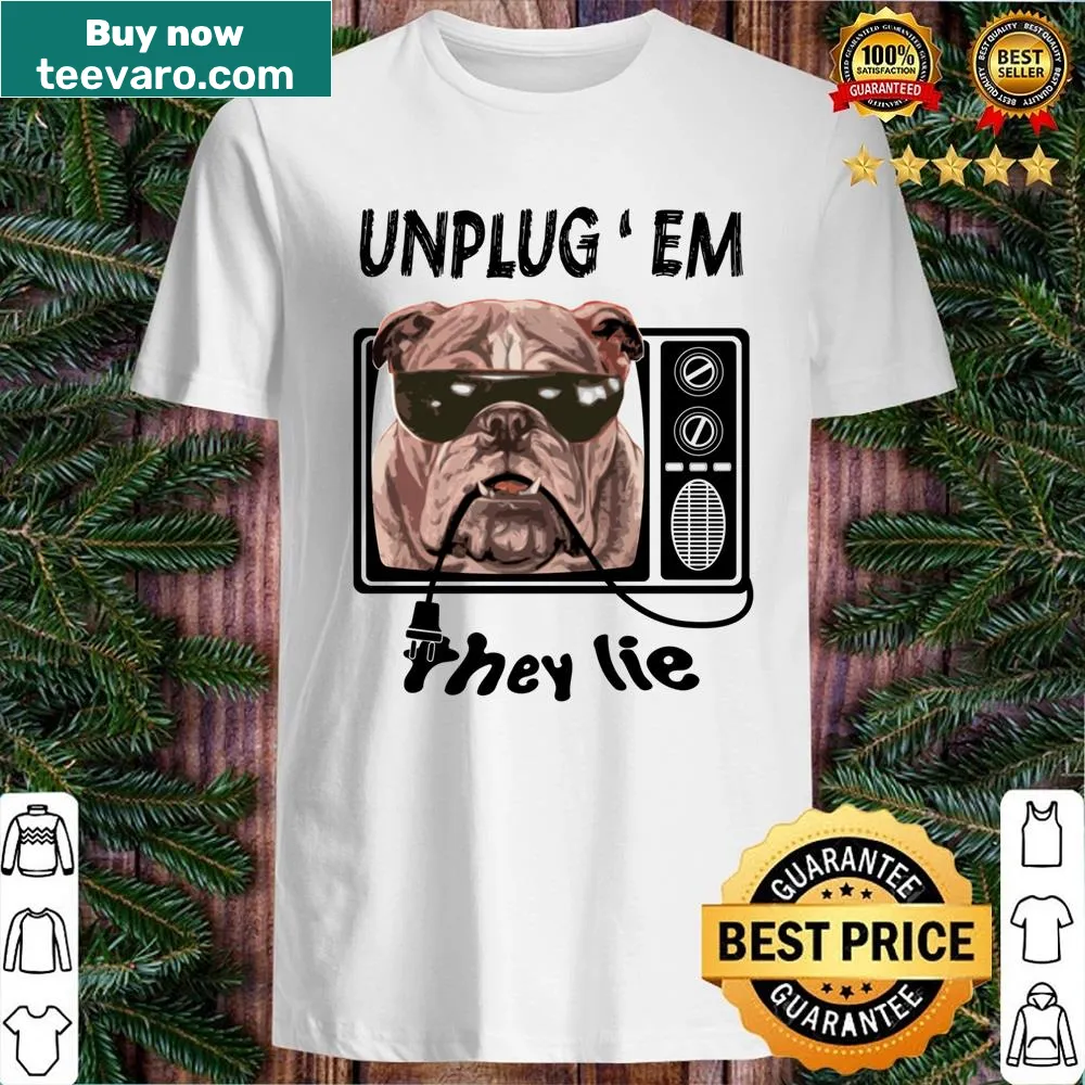 Bold graphic shirt addressing technology and misinformation