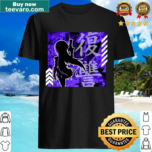 Anime-themed shirt with stylized text design