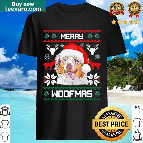 Christmas shirt featuring an Australian Shepherd design