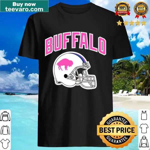 Pink Buffalo football helmet shirt designed for women fans.
