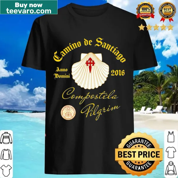 Commemorative shirt featuring the Camino De Santiago scallop shell cross