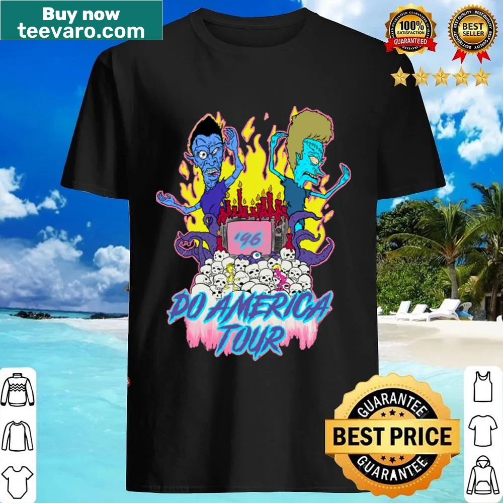 Bold graphic celebrating American travel on a tour shirt