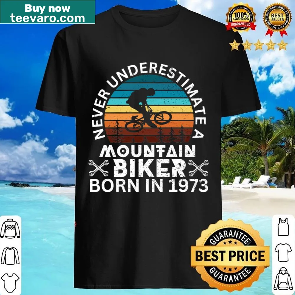 50th birthday shirt for mountain bikers born in 1973 with bold typography