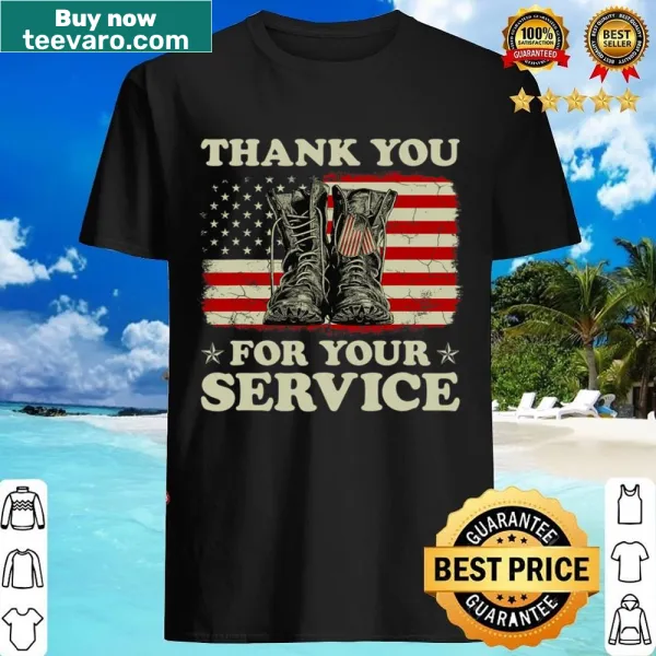 Veteran shirt with American flag and 'Thank You For Your Service' text.