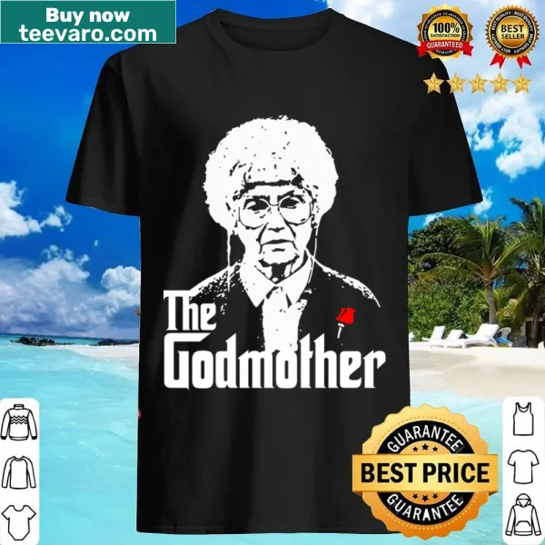 Hand-lettered shirt that reads 'The Godmother' with a sentimental design.