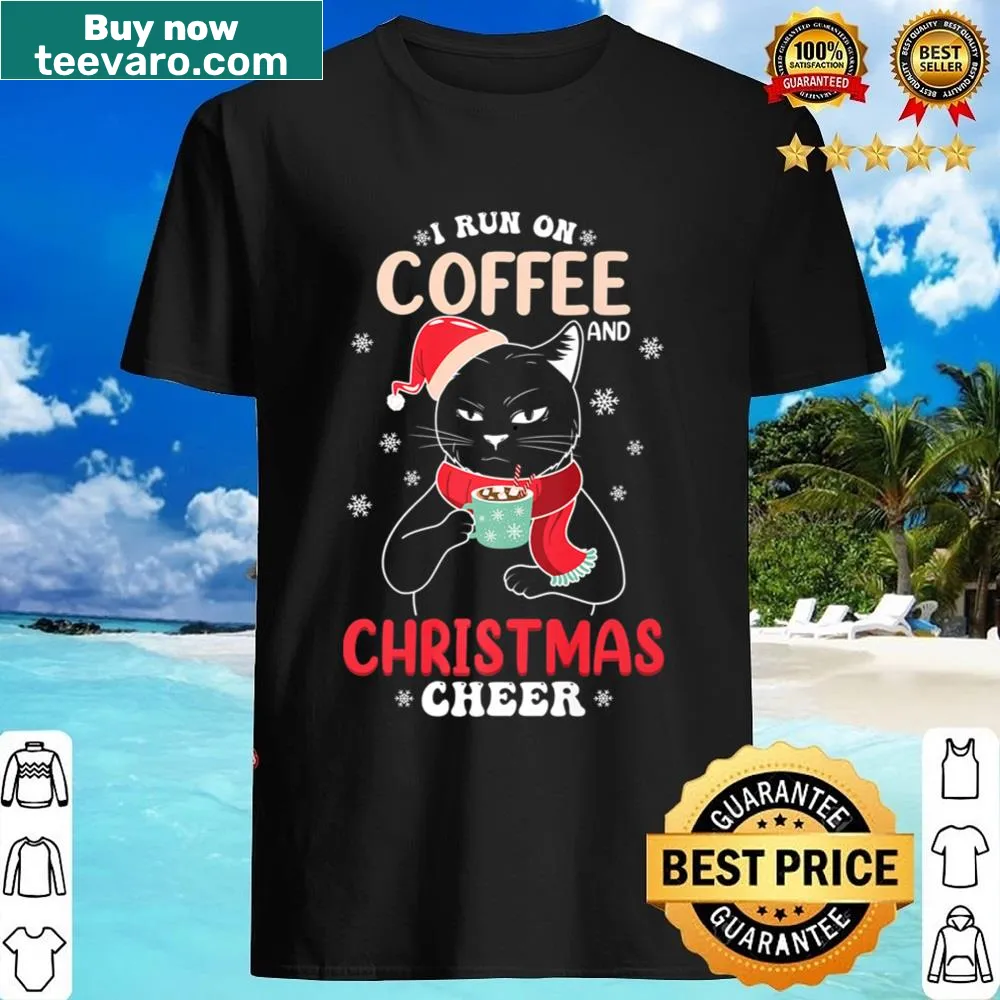 Charming winter shirt with Santa, coffee, and cats design