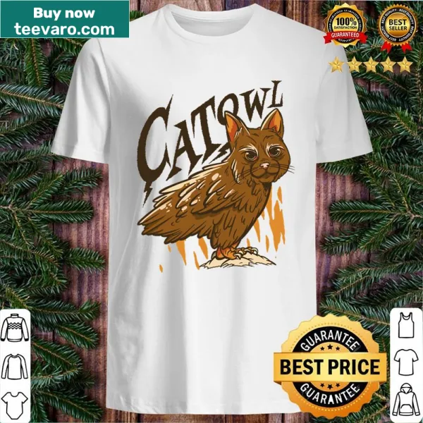 Charming shirt with a graphic of a cat and an owl