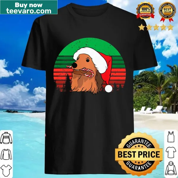 Dachshund in Santa hat Christmas t-shirt design