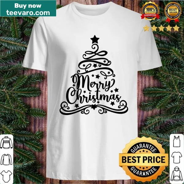 Minimalist black and white Christmas tree silhouette t-shirt
