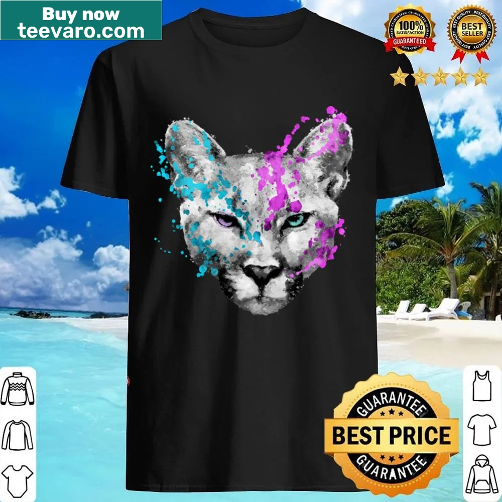 Watercolor mountain lion graphic shirt for wildlife lovers