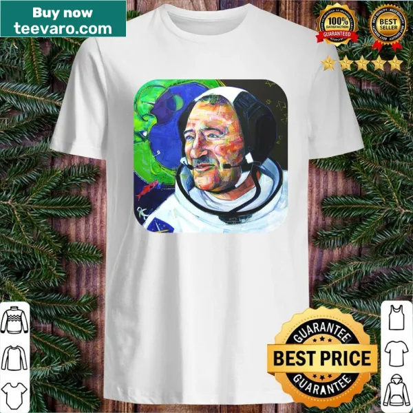 Tribute t-shirt featuring Neil Armstrong and space exploration text