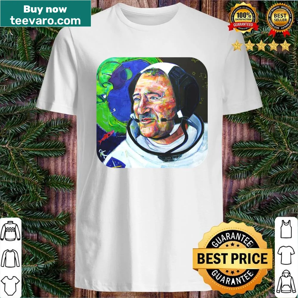 Tribute t-shirt featuring Neil Armstrong and space exploration text