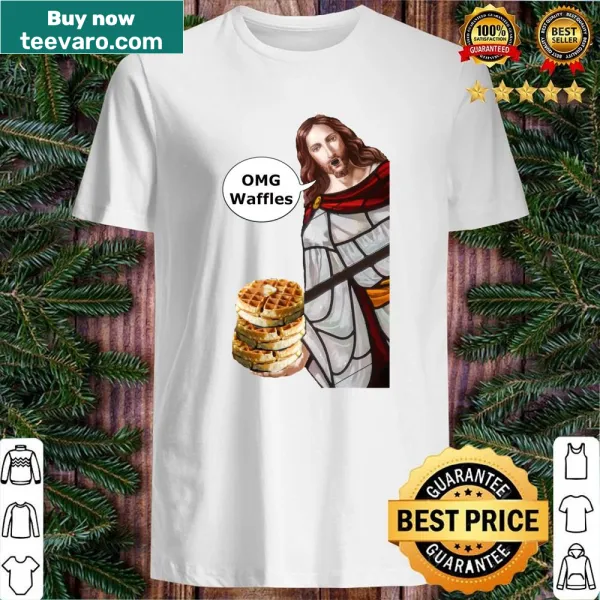 Playful Jesus Omg Waffles T-shirt with bold typography